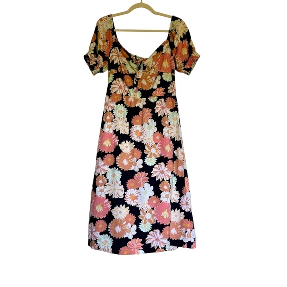 Roxy Summertime Feeling Floral Tie-Front Midi Dress Size XS - Picture 2 of 14